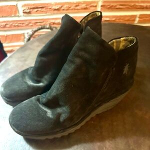 Fly London Black Suede with Patterned Interior